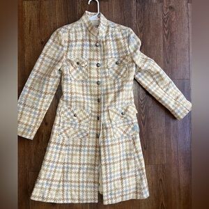 Chic Beige Plaid Women's Coat